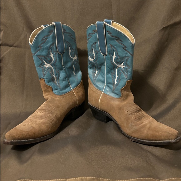 Blue and brown Dan post cowboy boots size 7.5m - Picture 6 of 16